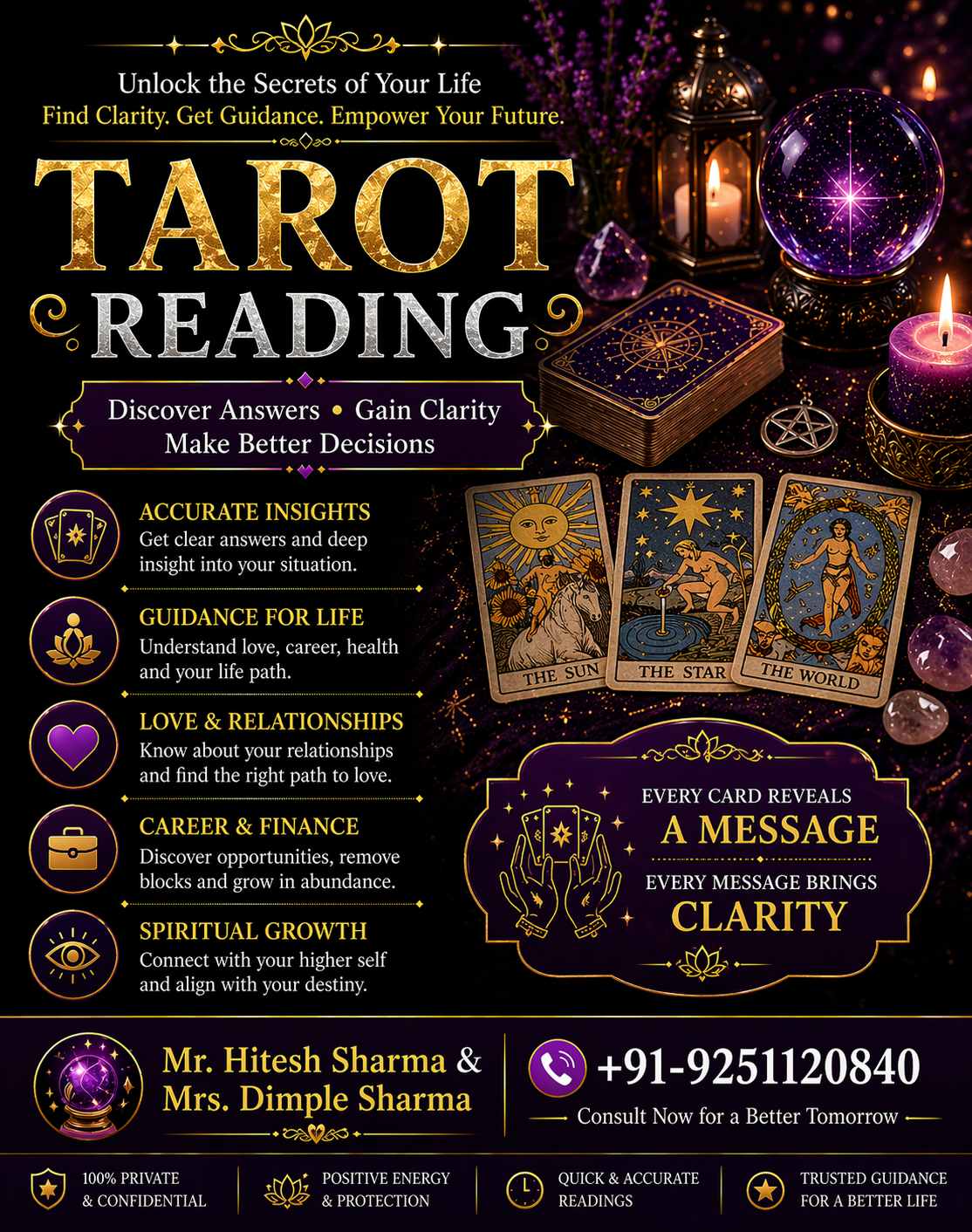Tarot reading cards